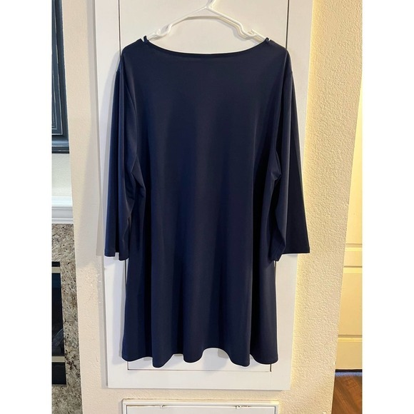 Chico’s Women’s 3/4 Sleeve Blue Tunic Top Size Large Classic Minimalist - Picture 3 of 5